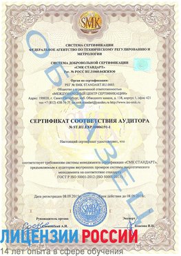 Образец сертификата соответствия аудитора №ST.RU.EXP.00006191-1 Новосибирск Сертификат ISO 50001